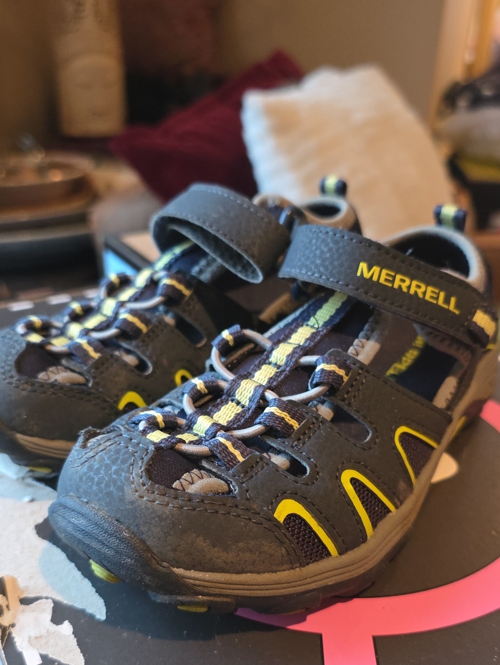Merrell Navy and Yellow Kids' Closed-Toe Sport Sandals